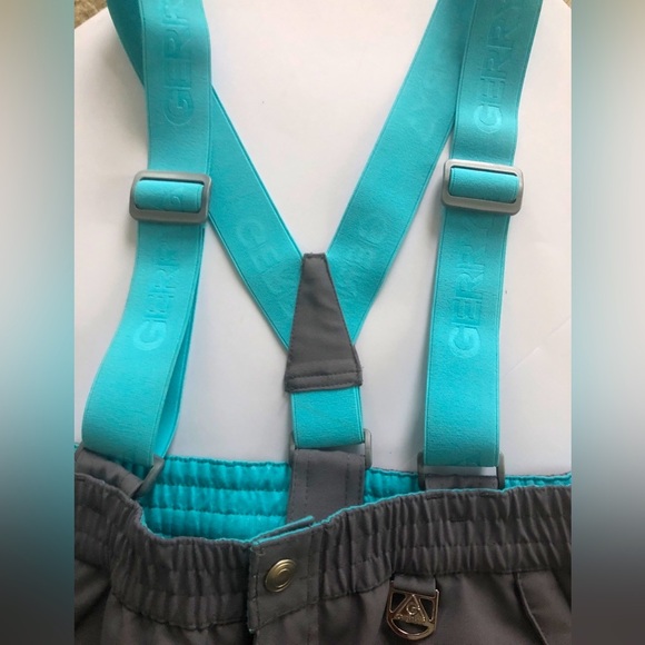 Gerry Snowpants ❄️ Grey with Turquoise Blue Adjustable Straps Youth Size… - Picture 2 of 6